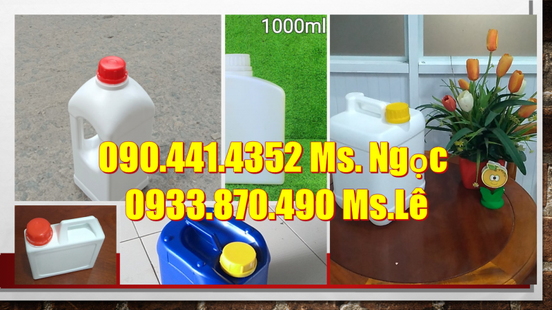 Bình nhựa 500ml vuông, can nhựa 1 lít vuông, can nhựa 2 lít tròn đựng nước rửa chén 