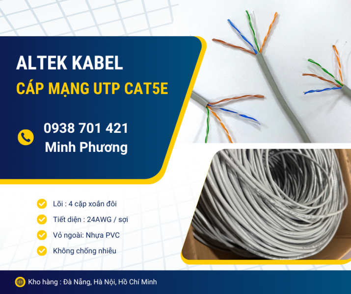 Cáp mạng không chống nhiễu UTP CAT5e giá tốt cho camera và internet
