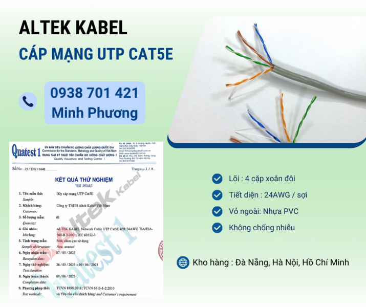Cáp mạng không chống nhiễu UTP CAT5e giá tốt cho camera và internet