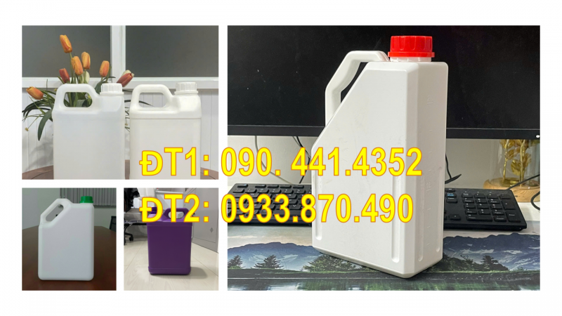 Bình nhựa 3.6 lít đựng nước giặt quần áo, can nhựa 4 lít đựng nhớt 