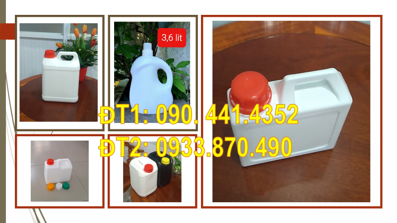 Bình nhựa 3.6 lít đựng nước giặt quần áo, can nhựa 4 lít đựng nhớt 