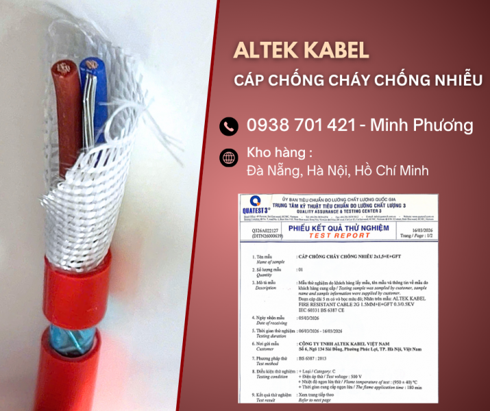 Cáp chống cháy chống nhiễu 2x1.5mm2 chất lượng cao Thanh Hóa, Nghệ An, Hà Tĩnh