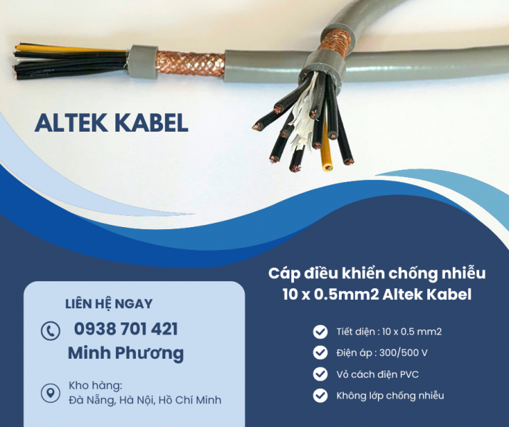 Có sẵn cáp điều khiển chống nhiễu 10x0.5mm2