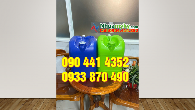Can nhựa 20 lít đựng kiềm, vỏ can nhựa 30 lít đựng hóa chất mẫu vuông 