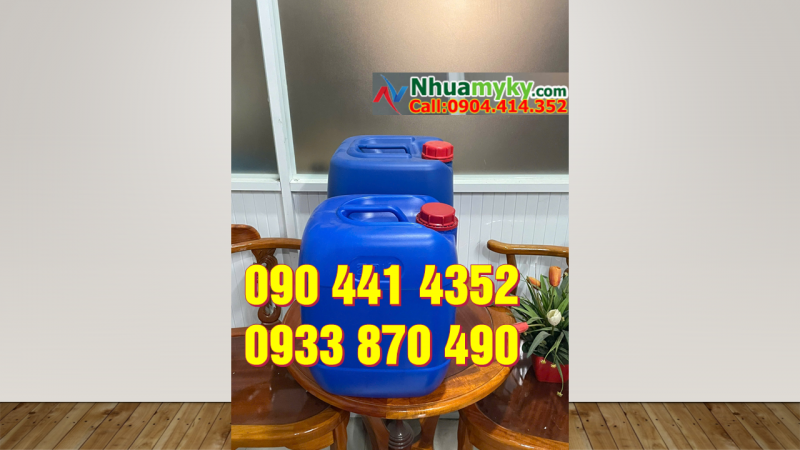 Can nhựa 20 lít đựng kiềm, vỏ can nhựa 30 lít đựng hóa chất mẫu vuông 