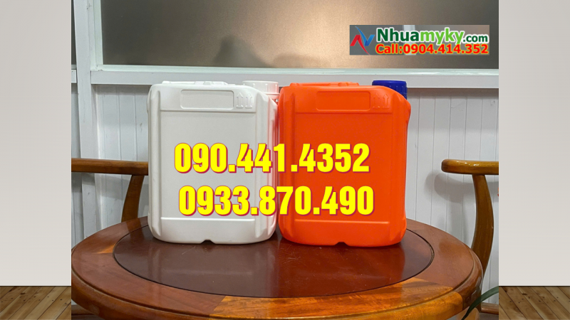 Vỏ can nhựa 2 lít vuông quai xéo, can nhựa 5 lít vuông đựng hóa chất sinh khí 