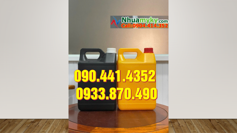 Vỏ can nhựa 2 lít vuông quai xéo, can nhựa 5 lít vuông đựng hóa chất sinh khí 