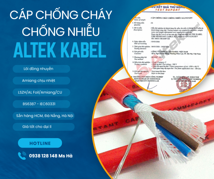 Cáp chống cháy chống nhiễu Altek Kabel đạt tiêu chuẩn IEC60331-BS6387