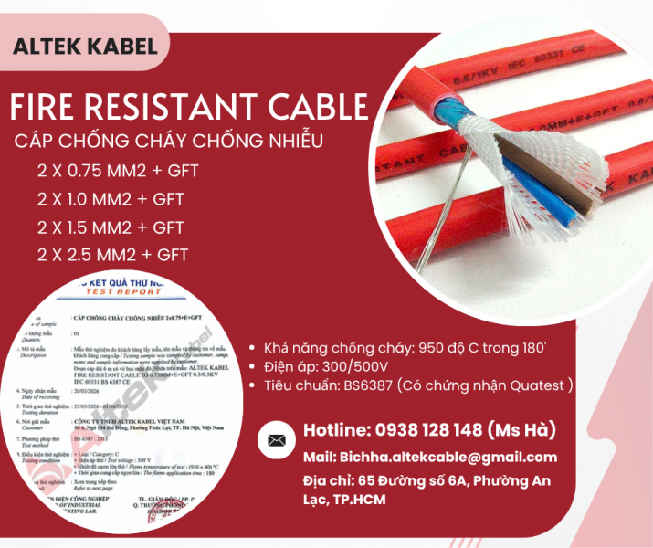 Phân phối Cáp chống cháy Altekb Kable đạt tiêu chuẩn BS6387