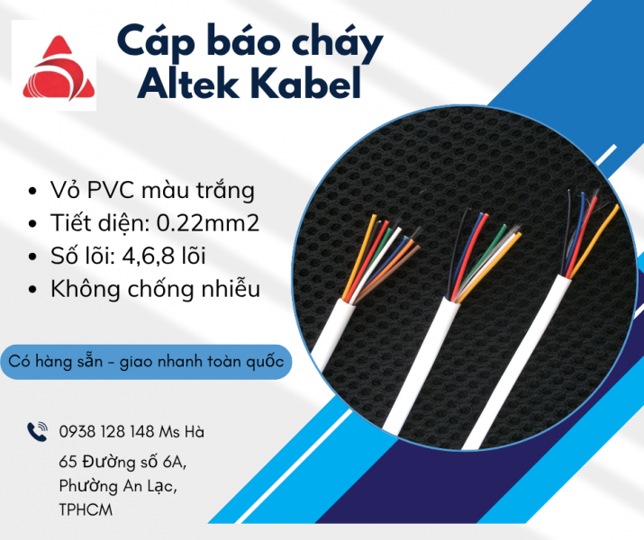Cáp báo cháy 4/6/8 lõi x 0.22mm2 Altek Kabel