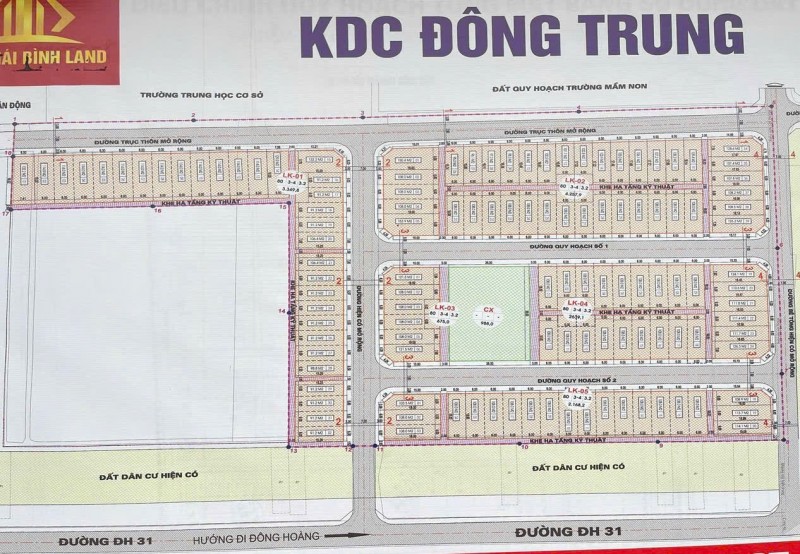 CHÍNH CHỦ Cần Bán LÔ ĐẤT TĐC ĐÔNG TRUNG, TIỀN HẢI, THÁI BÌNH  - Vị Trí KINH DOANH ĐẸP NHẤT KHU