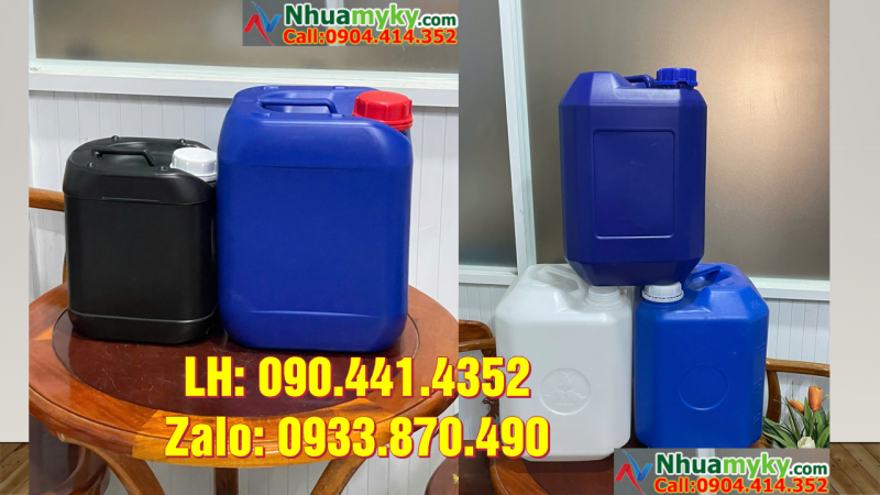 SX can nhựa 30 lít màu trắng trong, can nhựa vuông 20 lít đựng giấm, xăng dầu 