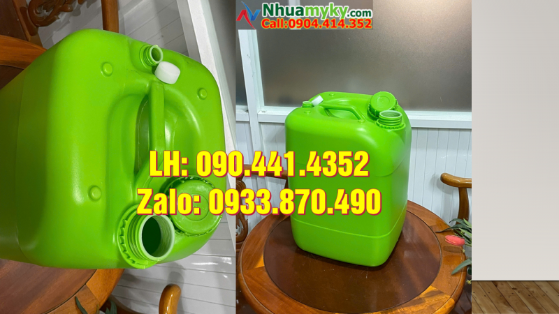 SX can nhựa 30 lít màu trắng trong, can nhựa vuông 20 lít đựng giấm, xăng dầu 