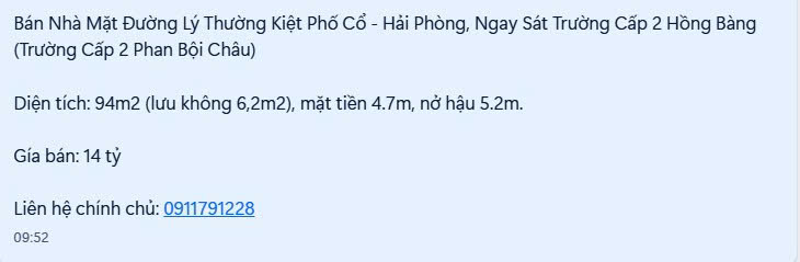 Bán Nhà Mặt Đường Lý Thường Kiệt Phố Cổ - Hải Phòng, Ngay Sát Trường Cấp 2 Hồng Bàng
