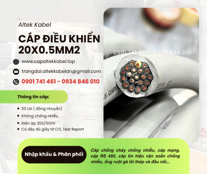 Cáp tín hiệu báo cháy, cáp điều khiển Altek Kabel 20x0.5 tại Hà Nội, Đà Nẵng, HCM