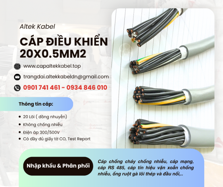 Cáp tín hiệu báo cháy, cáp điều khiển Altek Kabel 20x0.5 tại Hà Nội, Đà Nẵng, HCM
