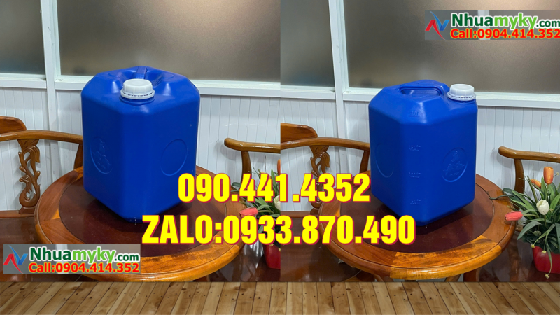 Thùng nhựa vuông 10 lít dày, can nhựa 10 lít dẹp đựng chất lỏng
