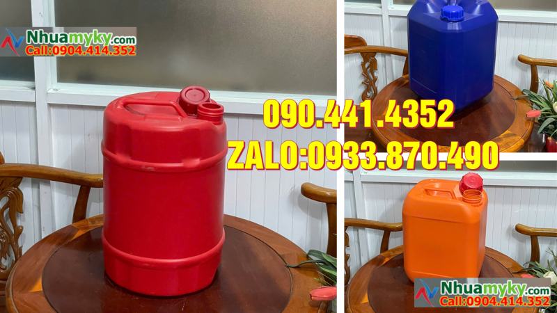Thùng nhựa vuông 10 lít dày, can nhựa 10 lít dẹp đựng chất lỏng