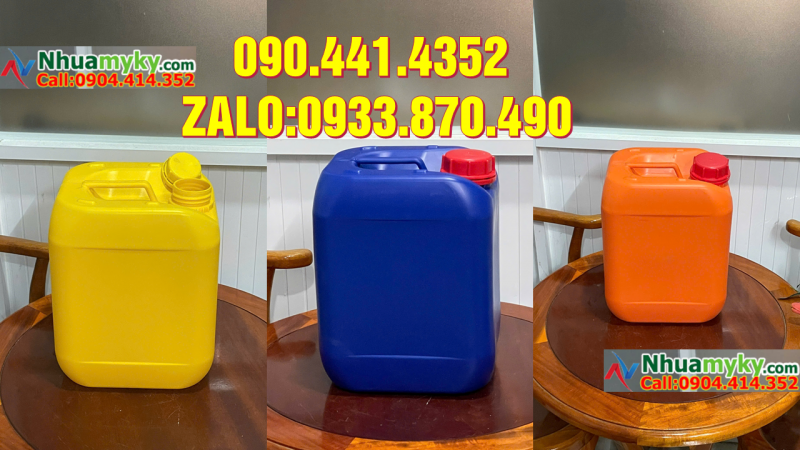 Thùng nhựa vuông 10 lít dày, can nhựa 10 lít dẹp đựng chất lỏng
