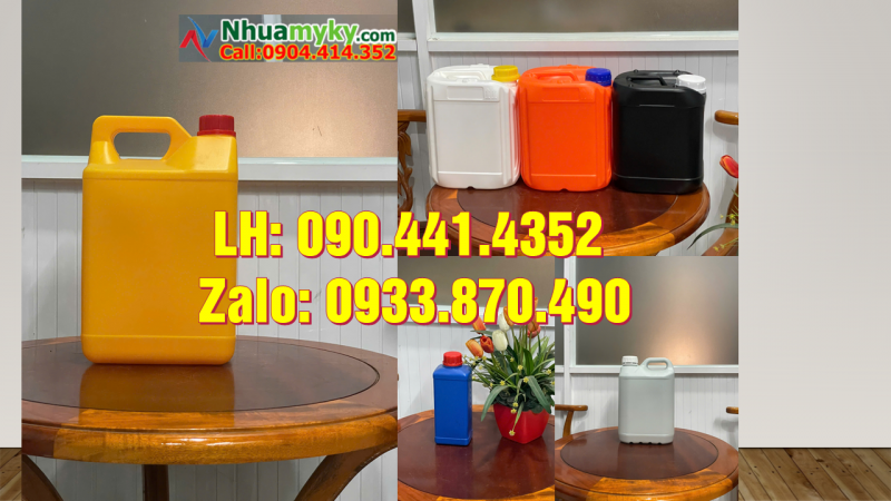 Vỏ can nhựa 2 lít đựng hương liệu, can nhựa 5 lít đựng tinh dầu 