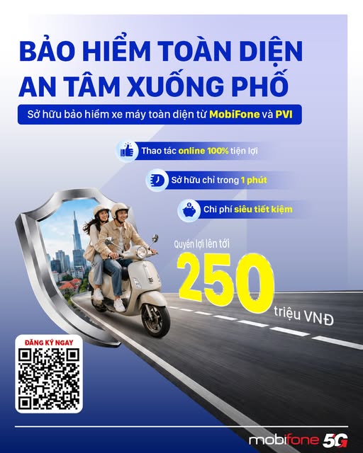 Sở hữu ngay bảo hiểm xe máy toàn diện từ MobiFone và PVI