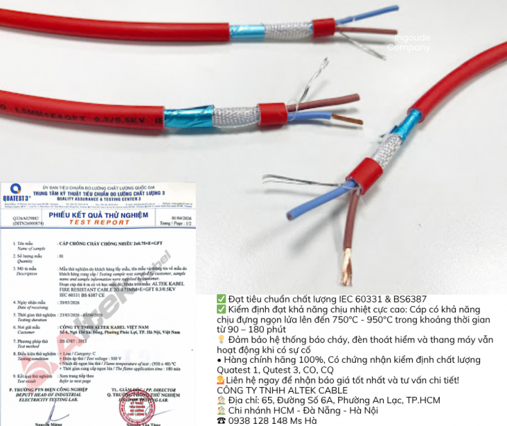 Cáp chống cháy chống nhiễu Altek Kabel đạt tiêu chuẩn IEC60331/BS6387