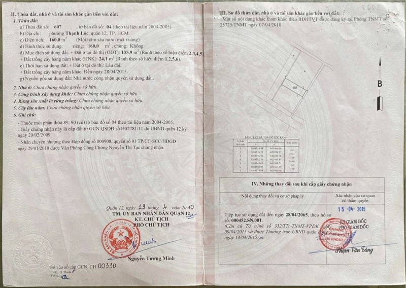 Chính chủ cần  bán gấp Nhà Xưởng Thạnh Lộc 47, phường Thạnh Lộc, Quận 12, TPHCM