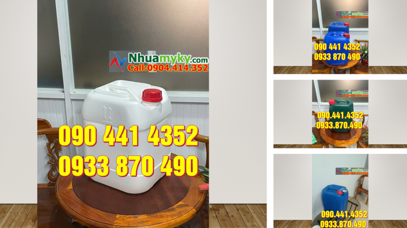 Can nhựa 30 lít đựng xăng loại vuông dày, can nhựa 25 lít tròn đựng nhớt