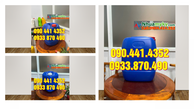Can nhựa 30 lít đựng xăng loại vuông dày, can nhựa 25 lít tròn đựng nhớt
