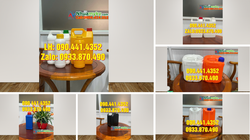 Can 1 lít đựng nước rửa tay, can 2 lít đựng nước lau sàn