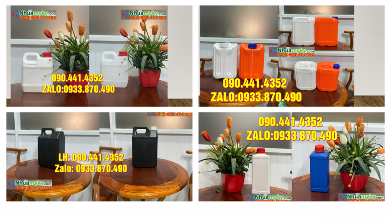 Can 1 lít đựng nước rửa tay, can 2 lít đựng nước lau sàn