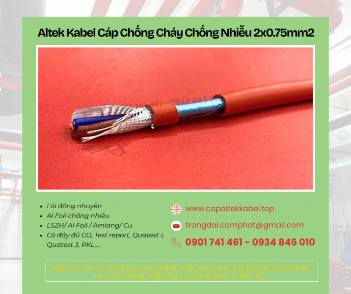 Cáp chống cháy chống nhiễu Altek Kabel 2x0.75 sẵn Đà Nẵng, Huế, Quảng Nam