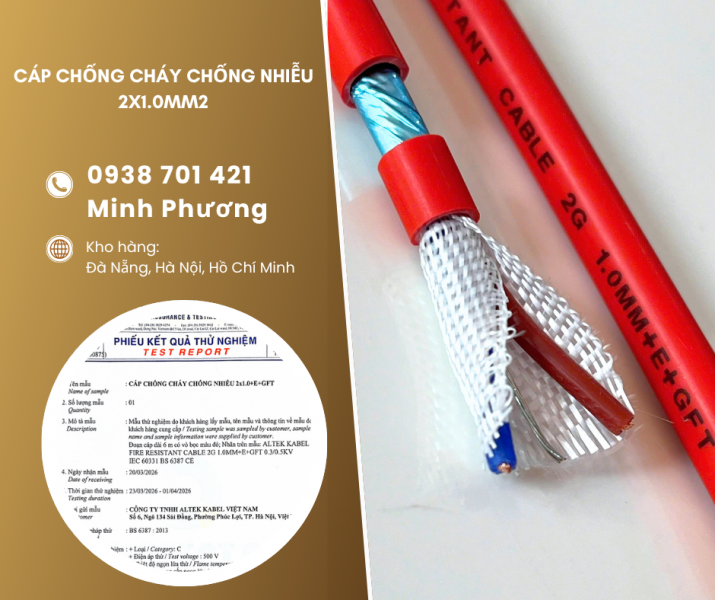 Cáp chống cháy chống nhiễu 2x1.0mm2 giá tốt - hàng sẵn kho Đà Nẵng, Hà Nội, HCM