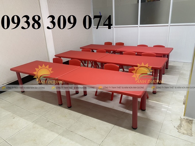Bàn nhựa hình chữ nhật mầm non,bàn nhựa mầm non gập chân