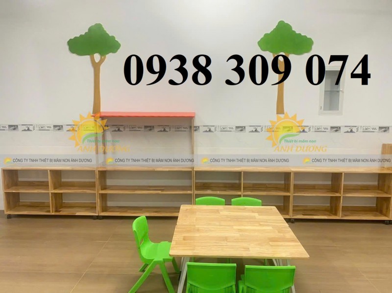 Kệ tủ gỗ trẻ em mầm non, kệ gỗ montessori cho lớp mầm non