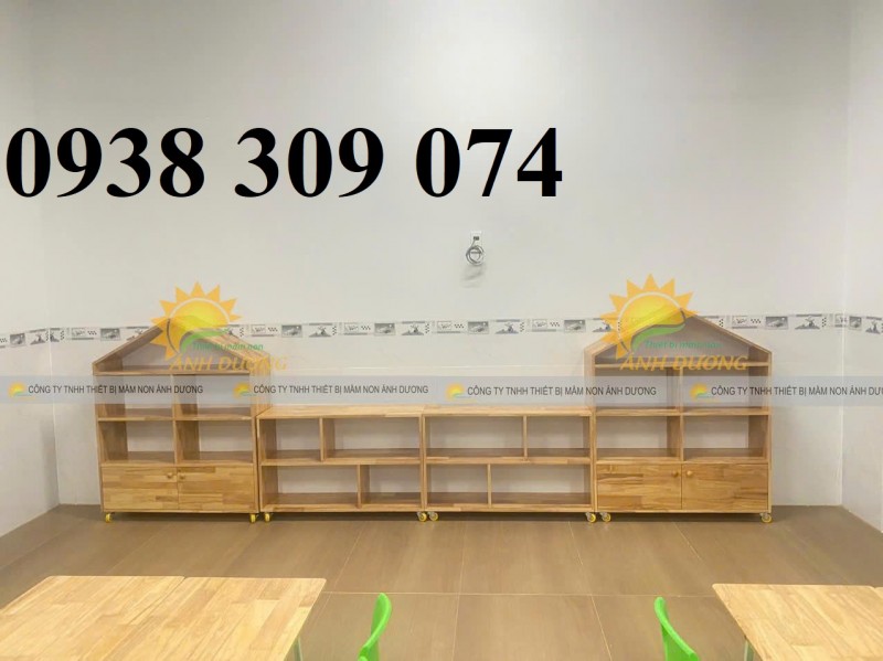 Kệ tủ gỗ trẻ em mầm non, kệ gỗ montessori cho lớp mầm non
