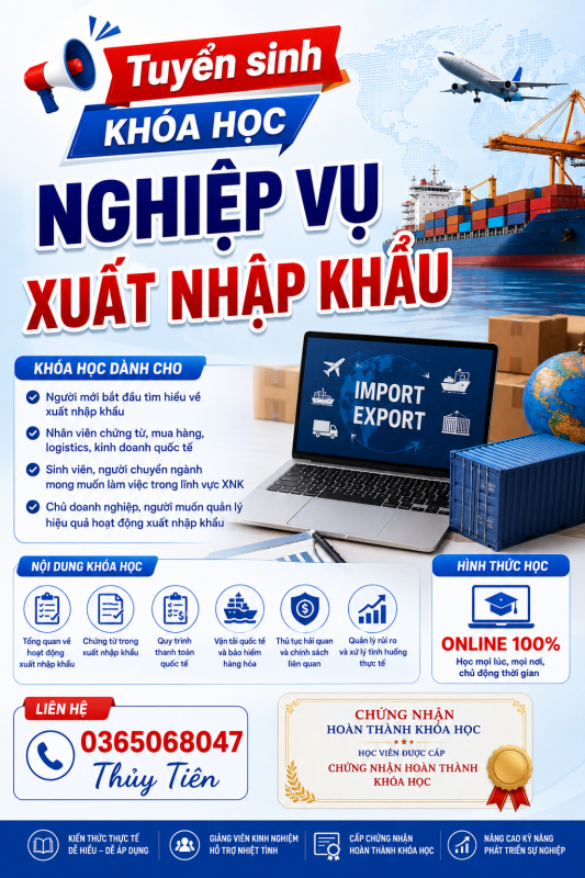 TUYỂN SINH KHÓA HỌC NGHIỆP VỤ XUẤT NHẬP KHẨU