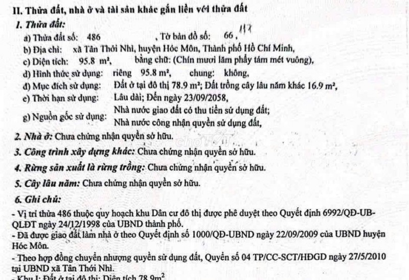 CHÍNH CHỦ Cần BÁN GẤP LÔ ĐẤT FULL THỔ CƯ Đường Lê Lợi, Xã Tân Thới Nhì - Hóc Môn, TP Hồ Chí Minh