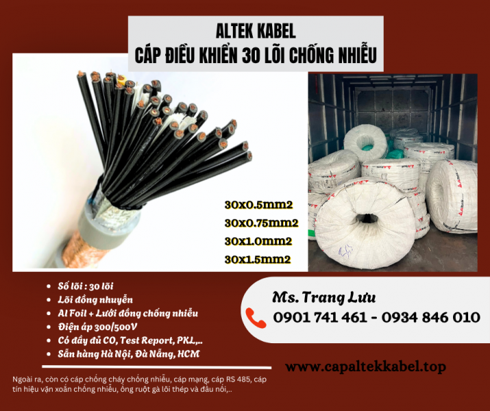 Cáp điều khiển chống nhiễu Altek kabel 30x0.5/30x0.75/30x1.0/30x1.5