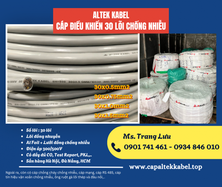 Cáp điều khiển chống nhiễu Altek kabel 30x0.5/30x0.75/30x1.0/30x1.5