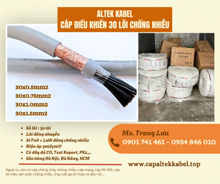 Cáp điều khiển chống nhiễu Altek kabel 30x0.5/30x0.75/30x1.0/30x1.5