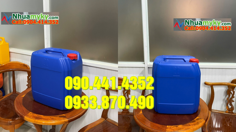 Can nhựa 24 lít màu xanh lá, vỏ can nhựa 22 lít màu đen đựng hóa chất 
