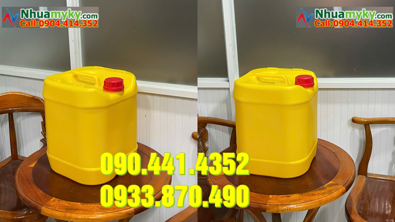 Can nhựa 24 lít màu xanh lá, vỏ can nhựa 22 lít màu đen đựng hóa chất 