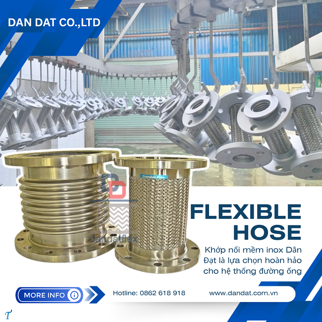Khớp nối mềm inox/ Khớp nối mềm nối bích/ khớp nối chống rung inox nối bích