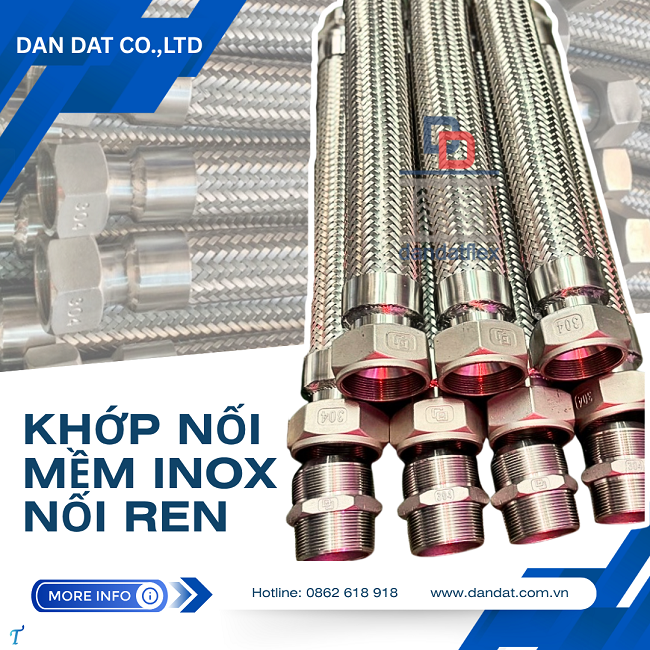 Khớp nối mềm nối ren, khớp nối mềm rắc co vi sinh, khớp nối mềm nối ren công nghiệp