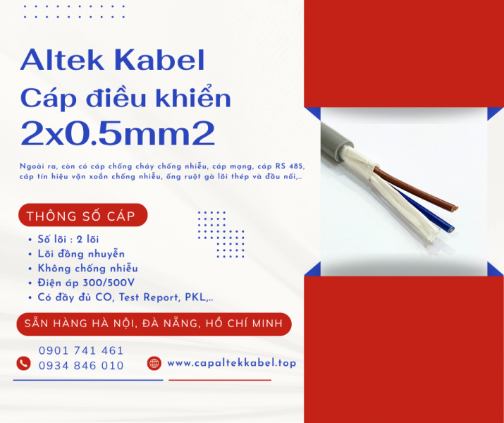 Cáp điều khiển 2x0.5 Altek Kabel chính hãng tại Hà Nội, Đà Nẵng, HCM