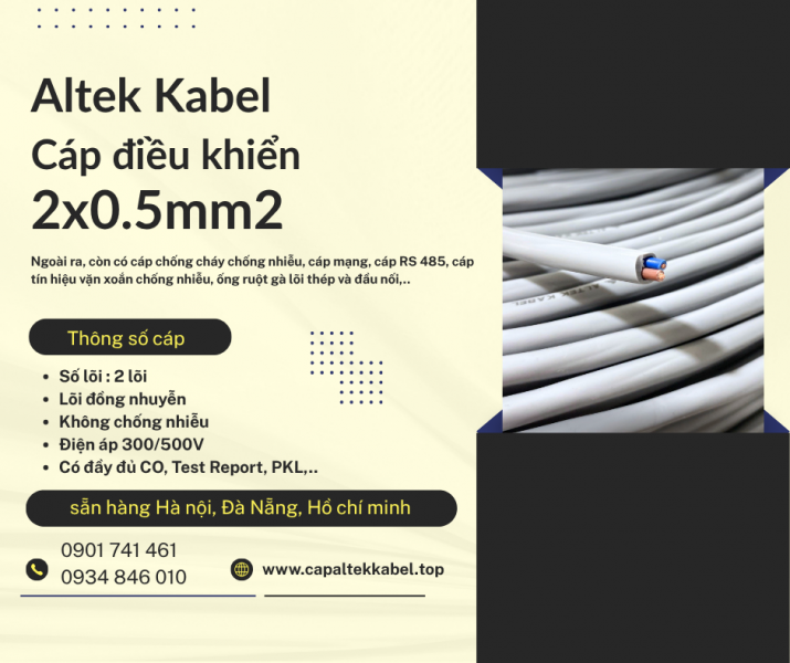 Cáp điều khiển 2x0.5 Altek Kabel chính hãng tại Hà Nội, Đà Nẵng, HCM