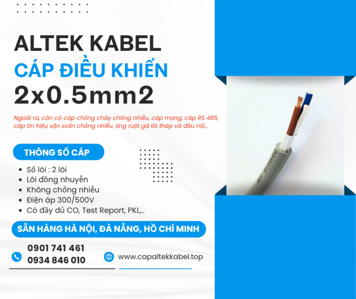 Cáp điều khiển 2x0.5 Altek Kabel chính hãng tại Hà Nội, Đà Nẵng, HCM