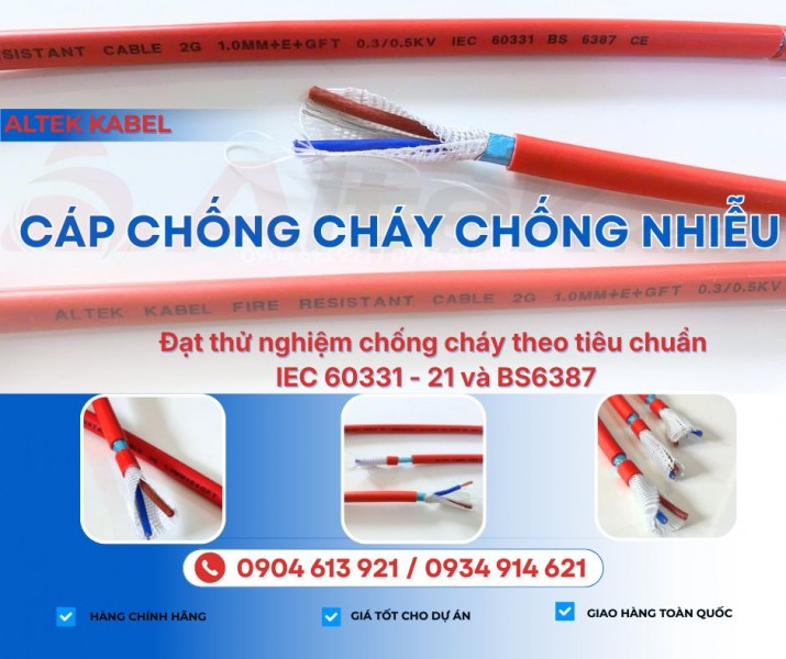 Dây cáp tín hiệu chống cháy, chống nhiễu 2x1.0mm2 /2x1.5mm2 Altek Kabel - Hà Nội, Đà Nẵng, HCM