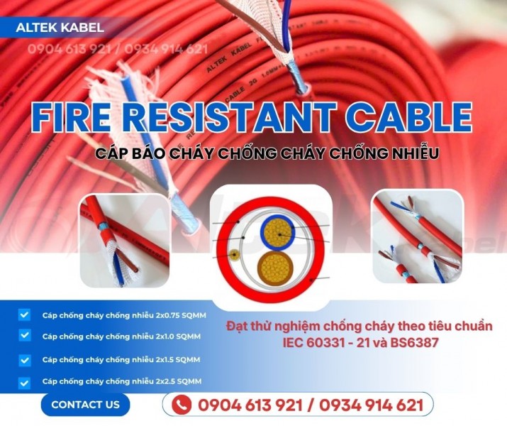 Dây cáp tín hiệu chống cháy, chống nhiễu 2x1.0mm2 /2x1.5mm2 Altek Kabel - Hà Nội, Đà Nẵng, HCM